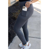 Ready to Ship | Charcoal Full Length Leggings with Pockets  - Luxe Leggings by Julia Rose®