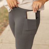 Ready to Ship | The Cassie - 30"  CHARCOAL Bootcut Leggings with Pockets*