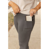 Ready to Ship | The Cassie - 30"  CHARCOAL Bootcut Leggings with Pockets*