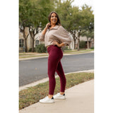 *Ready to Ship | The Molly - MAROON Crossover Full Length Leggings with Pockets  - Luxe Leggings by Julia Rose®