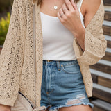 Openwork Open Front Dropped Shoulder Cardigan