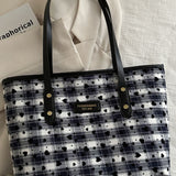 Heart Plaid PU Leather Strap Tote Bag