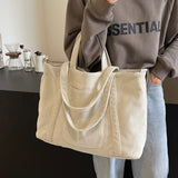 Corduroy Solid Large Tote Bag