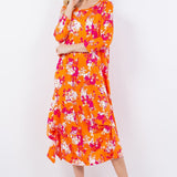 Celeste Full Size Pick-Up Hem Asymmetric Floral Midi Dress