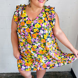 Indigo & Lemon Floral Babydoll Ruffle Dress