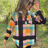 PREORDER: Rainbow Plaid Button Hoodie