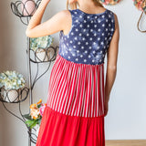 Heimish Full Size US Flag Theme Contrast Tank Dress