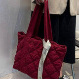 Quilted Nylon Large Tote Bag