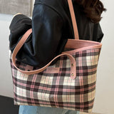 Plaid PU Leather Tote Bag