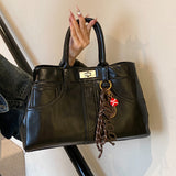 PU Leather Handbag with Pendant