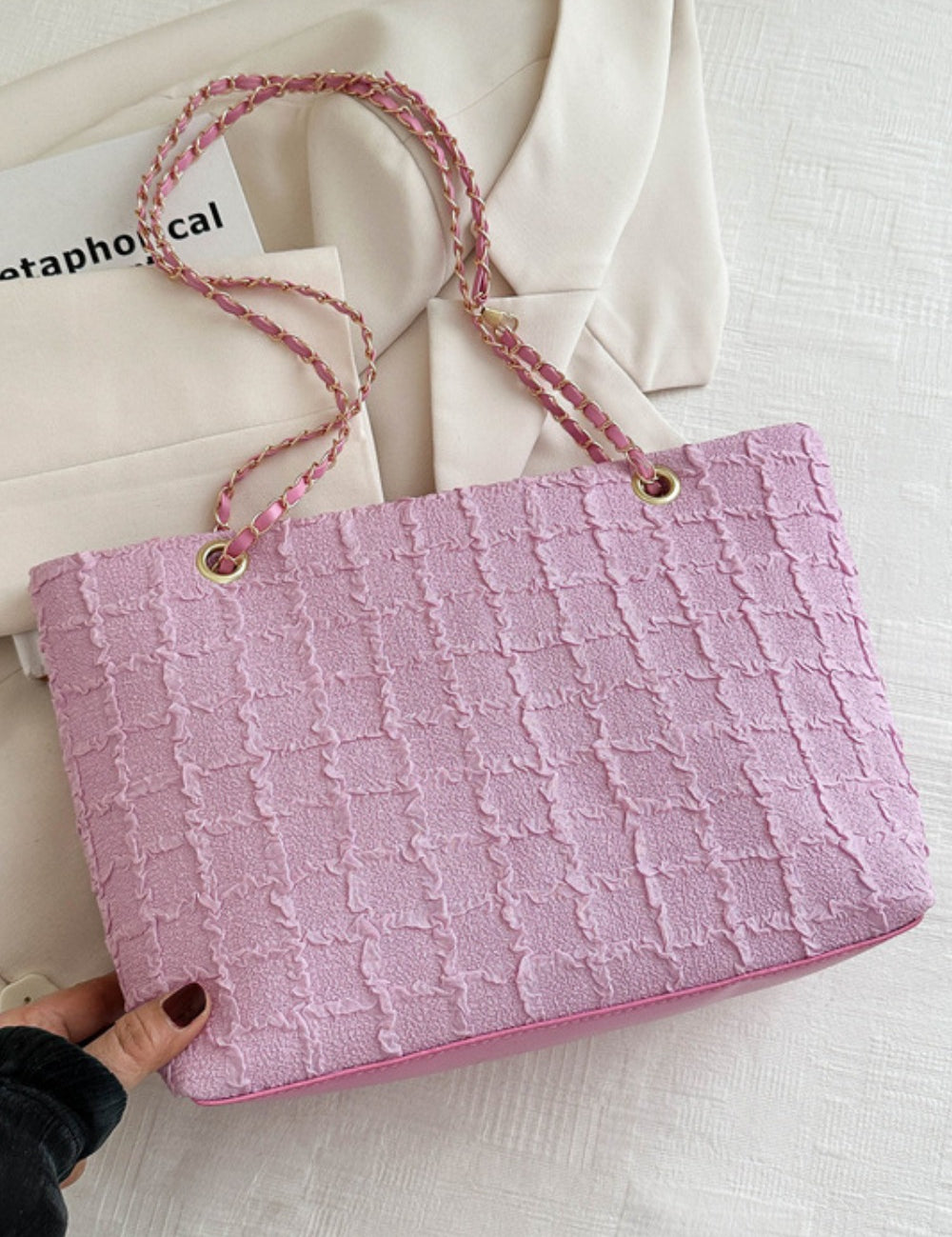 Polyester Texture Chain Tote bag