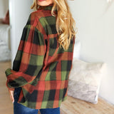 Rock'n Plaid Olive & Rust Button Down Oversized Shirt