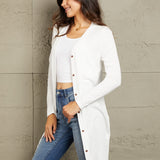 Double Take Button Down Long Sleeve Longline Cardigan