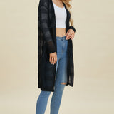 Double Take Full Size Open Front Longline Cardigan