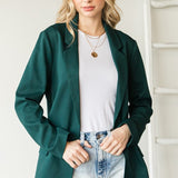 First Love Full Size Open Front Long Sleeve Blazer with Pockets