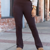 Ready to Ship | The Brandy - Brown Flare Leggings WITH POCKETS - Luxe Leggings by Julia Rose®