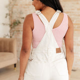 Anna High Rise Garment Dyed Cutoff Shortalls in Ecru