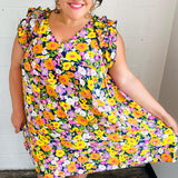 Indigo & Lemon Floral Babydoll Ruffle Dress