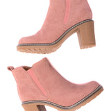 Bite Me Bootie in Blush Faux Suede