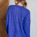 Casual Tuesday Ribbed Knit Sweater in Bright Blue