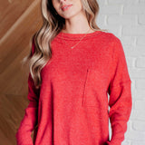 Casual Tuesday Ribbed Knit Sweater in Dark Red