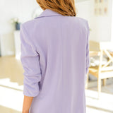 Chic In Lavender Ruched 3/4 Sleeve Blazer