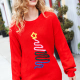 All I Want Red Christmas Tree Lurex Embroidery Sweater