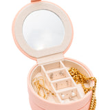 Circular Travel Jewelry Case in Pink