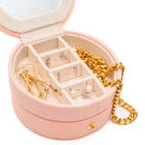 Circular Travel Jewelry Case in Pink