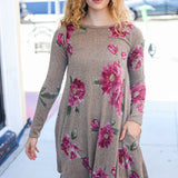 True Love Taupe & French Rose Floral Print Long Sleeve Dress