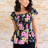 Constantly Cute Floral Top in Black Multi