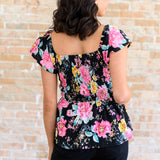 Constantly Cute Floral Top in Black Multi