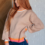 Conversational Moment Striped Trim Sweater