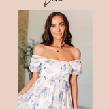 Gentle Yet Strong Balloon Sleeve Floral Dress