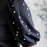 Diamonds and Pearls Puff Sleeve Top in Black