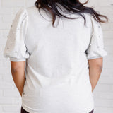 Diamonds and Pearls Puff Sleeve Top in Light Grey