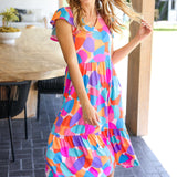 Bold & Beautiful Multicolor Abstract Floral Fit & Flare Midi Dress