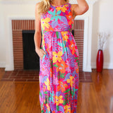 Diva Dreams Multicolor Tropical Floral Fit & Flare Maxi Dress