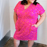 Rose Leopard Surplice V Neck Pocketed Dress