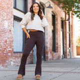 Ready to Ship | The Brandy - Brown Flare Leggings WITH POCKETS - Luxe Leggings by Julia Rose®