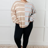 Exceptional Thought Striped Patchwork Sweater