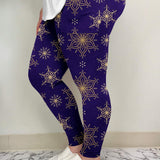 Blurple & Gold Snowflake Leggings w/ Pockets