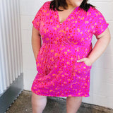 Rose Leopard Surplice V Neck Pocketed Dress