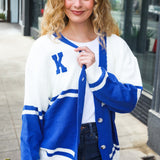 Game Day Blue "K" Embroidered Cardigan