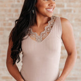 I Can Love You Better Lace Tank in Taupe