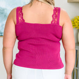 I Can Love You Better Lace Trim Tank in Berry