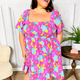 Vacay Vibes Fuchsia Floral Print Fit & Flare Smocked Dress