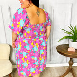 Vacay Vibes Fuchsia Floral Print Fit & Flare Smocked Dress