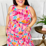 Hello Beautiful Fuchsia Abstract Floral Fit & Flare Maxi Dress