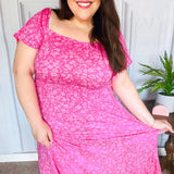 Perfectly You Fuchsia Ditzy Floral Fit & Flare Maxi Dress